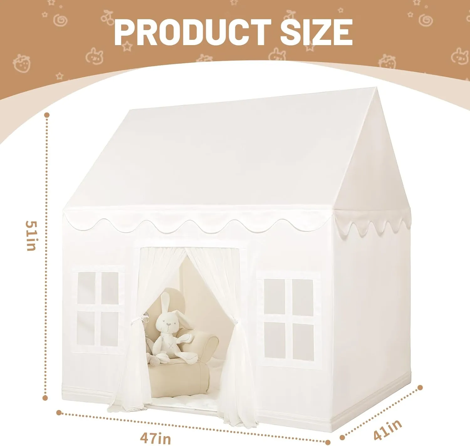 Kids Tent Indoor Toddlers Large Playhouse Toddler Toy Birthday Gift for Boys & Girls Playroom Decor (White Playhouse) Wilwolfer Play Tent for Kids Indoor glassmaking seacoast - 