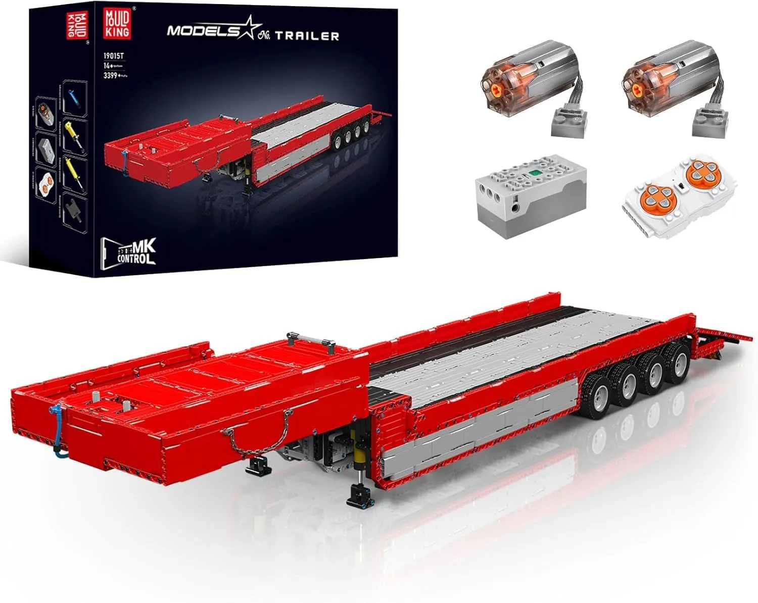 Kids underestimate Age 8 /Adult Collections Enthusiasts (3399  Pieces with Motor/APP Remote Control) Mould King 19015T Trailer Truck Block Kits Model, MOC Building Blocks Set to Build, Gift for 
