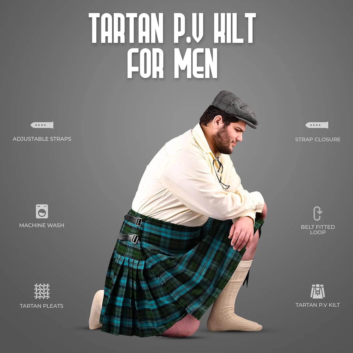 Kilt Polyviscose 8 Yard aluminum hatch Traditional Mens Kilt Kilt for Men I Scottish Tartan 