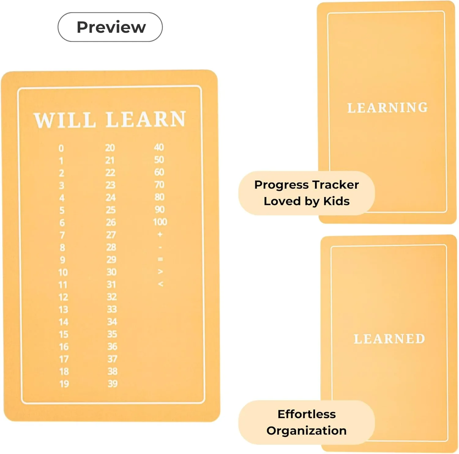 Kindergarten Counting | Brainstrong Premium 54 Flash Cards Preschool Number Flashcards | 50 alarm Numbers & Math Symbols | PreK & 