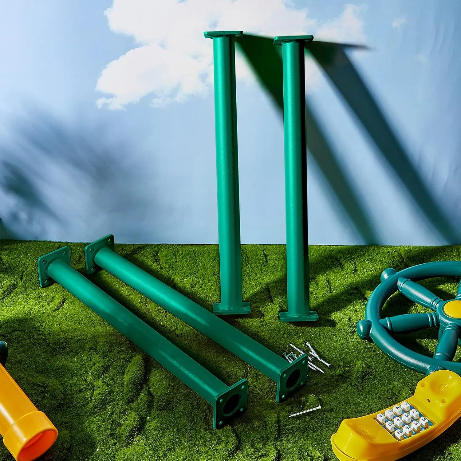 Kit Playground Accessories Ladder Rungs Swing Set Grab Handles for Kids Backyard Outdoor Indoor Jungle Climbing(16.5 Inch,Green) Dunzy 6 Pack 16.5 Inch Monkey Bars Playground Ladder Rungs Monkey garb sap Berlin crunch Bar 