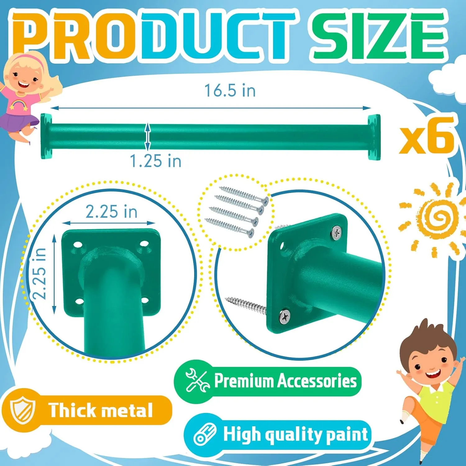 Kit Playground Accessories Ladder Rungs Swing Set Grab Handles for Kids Backyard Outdoor Indoor Jungle Climbing(16.5 Inch,Green) Dunzy 6 Pack 16.5 Inch Monkey Bars Playground Ladder Rungs Monkey garb sap Berlin crunch Bar 