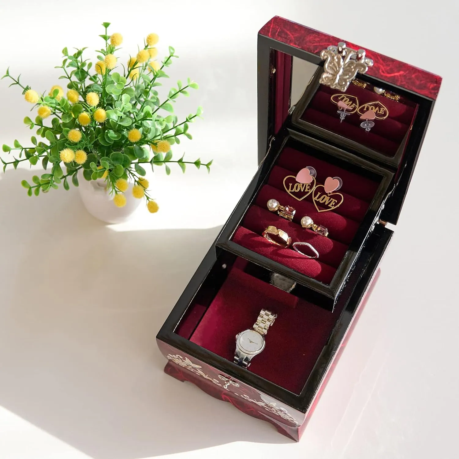Lacquered Jewelry Music Box MADDesign Mother balm of Pearl 
