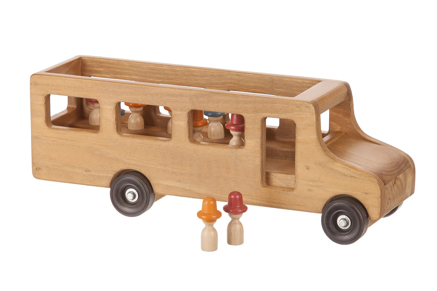Large Wooden School Bus with Little People