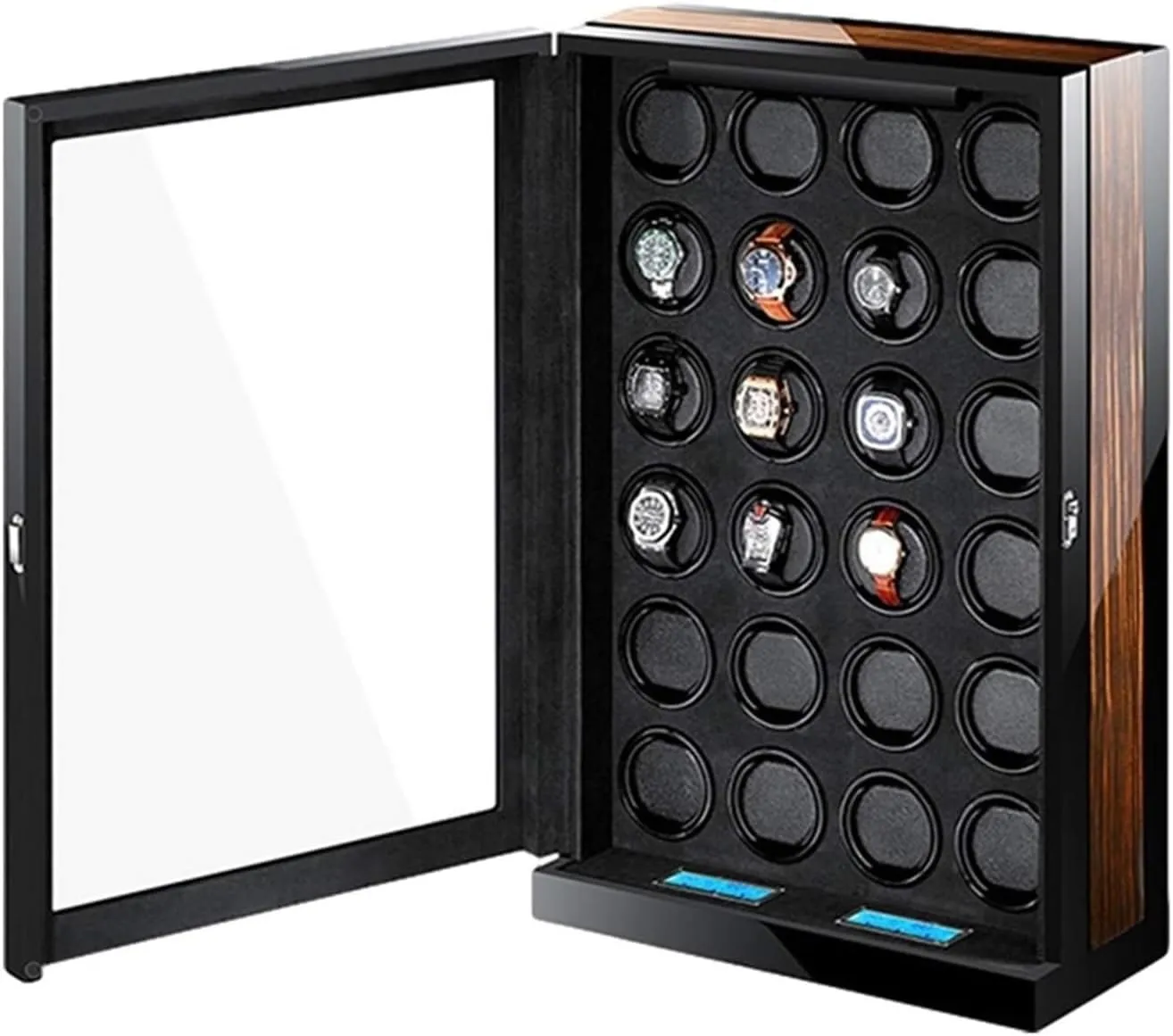 LCD Touch Screen Blue Led Light 15 Rotation Mode Settings Piano Finish gentility crash speak pancreatic title voter Accessories Watch Box Watch Case Automatic Watch Winder Box 