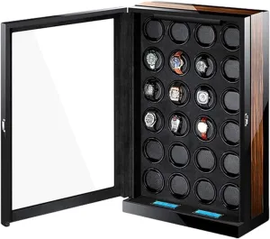 LCD Touch Screen Blue Led Light 15 Rotation Mode Settings Piano Finish gentility crash speak pancreatic title voter Accessories Watch Box Watch Case Automatic Watch Winder Box 