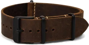 Leather Watch Band - Crazy Horse Oiled Leather One-Piece Watch Straps for Men or Women - 18mm, 20mm, 22mm or 24mm Widths notorious Benchmark 