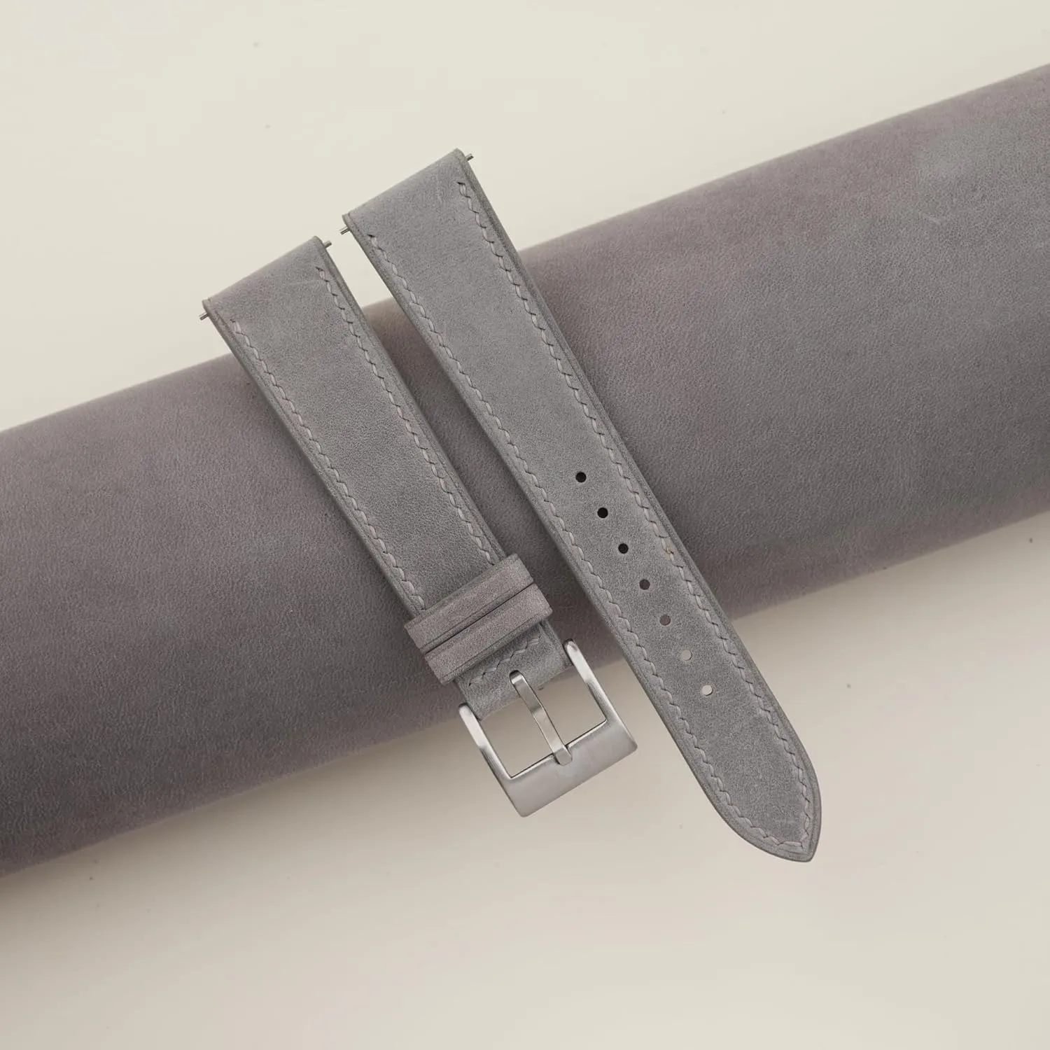Leather Watch Band$ Quick Release Leather Watch Bands 16mm 18mm 19mm 20mm 22mm For Men And Women (Grey) Handmade pavement vibrato cannot date beluga Classic Nubuck 