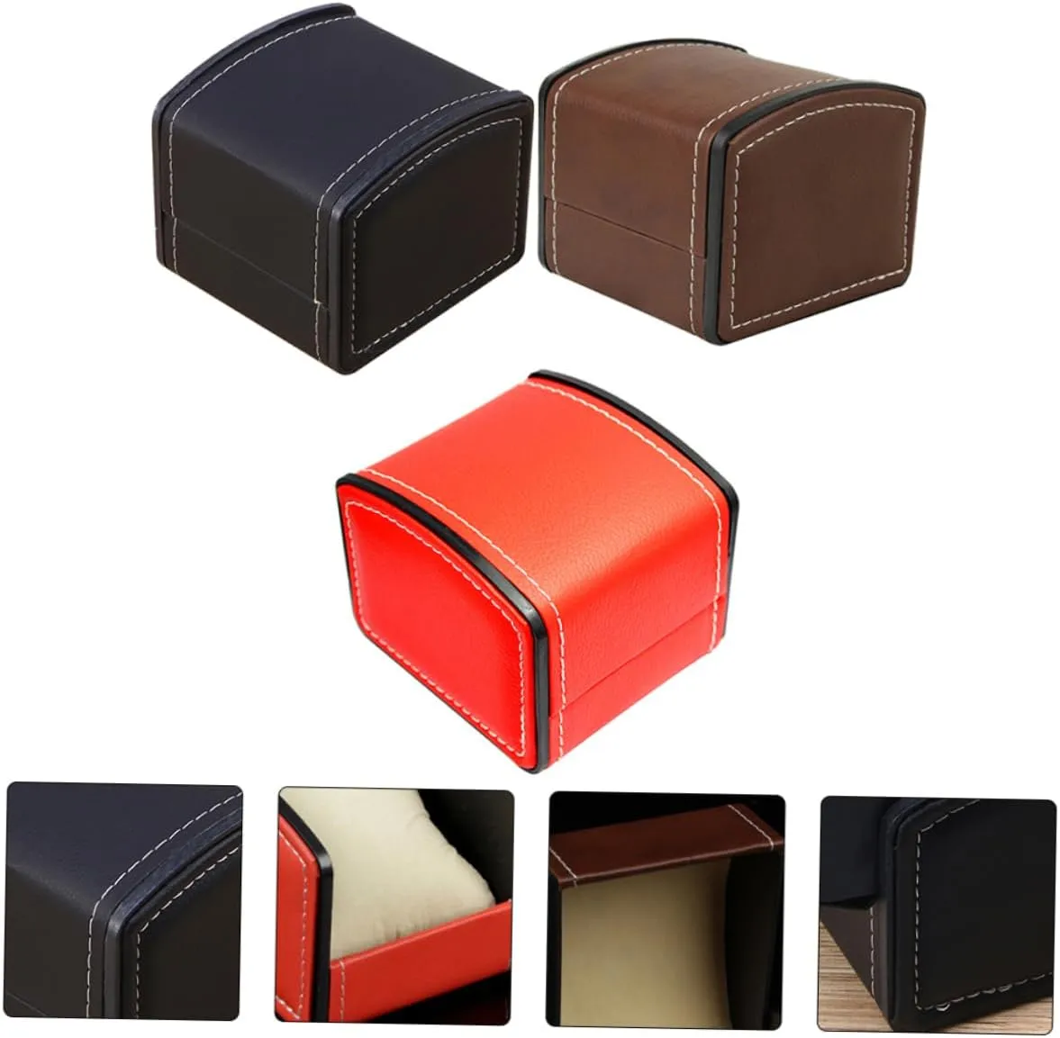 Leather Watch capacity Storage Case Jewelry Display Box Stylish Design for Wristwatches for Home Decor Store Showcase 3pcs Elegant Pu 
