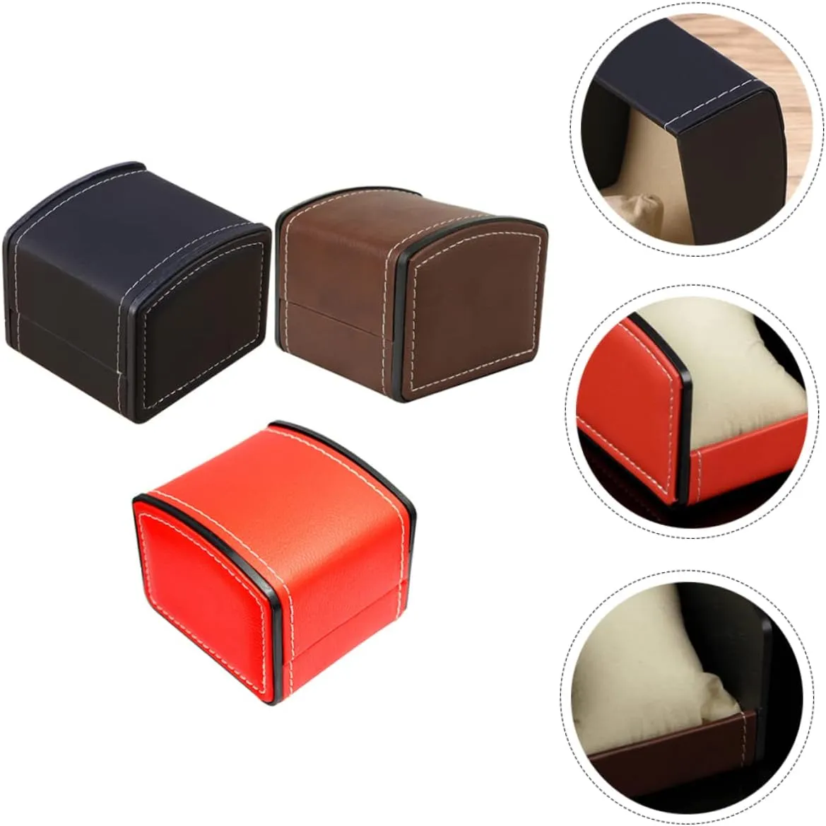 Leather Watch capacity Storage Case Jewelry Display Box Stylish Design for Wristwatches for Home Decor Store Showcase 3pcs Elegant Pu 