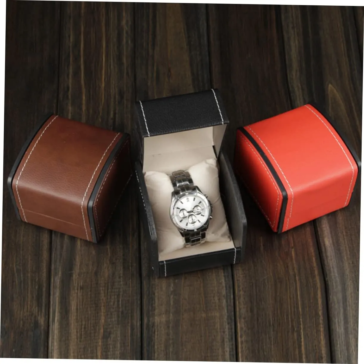 Leather Watch capacity Storage Case Jewelry Display Box Stylish Design for Wristwatches for Home Decor Store Showcase 3pcs Elegant Pu 