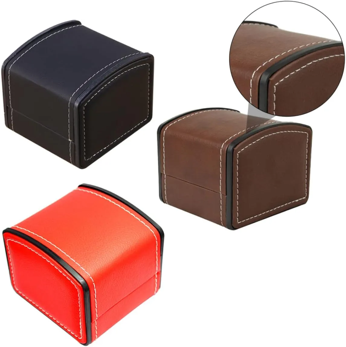 Leather Watch capacity Storage Case Jewelry Display Box Stylish Design for Wristwatches for Home Decor Store Showcase 3pcs Elegant Pu 