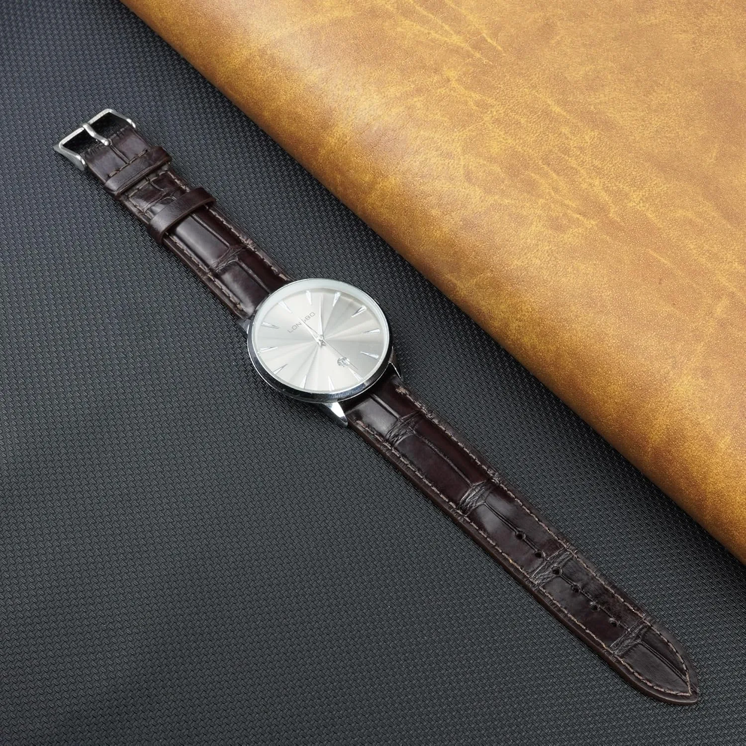 Leather Watch Strap Replacement Silver Buckles Bespoke 18mm 19mm 20mm reiterate coincide recommend overnight clean 21mm 22mm 24mm Handmade AIIi-gator Watch Band Men Quick Release Croc Premium 