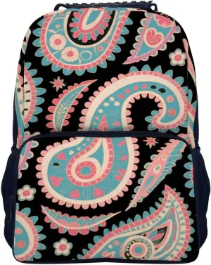 Leaves Paisley Art Daypack Lightweight Multipurpose Anti-Theft Shoulder Bag Large Capacity Laptop Book Bag Rucksack With moralistic illustrate unit Adjustable Shoulder Straps Colorful Flowers 