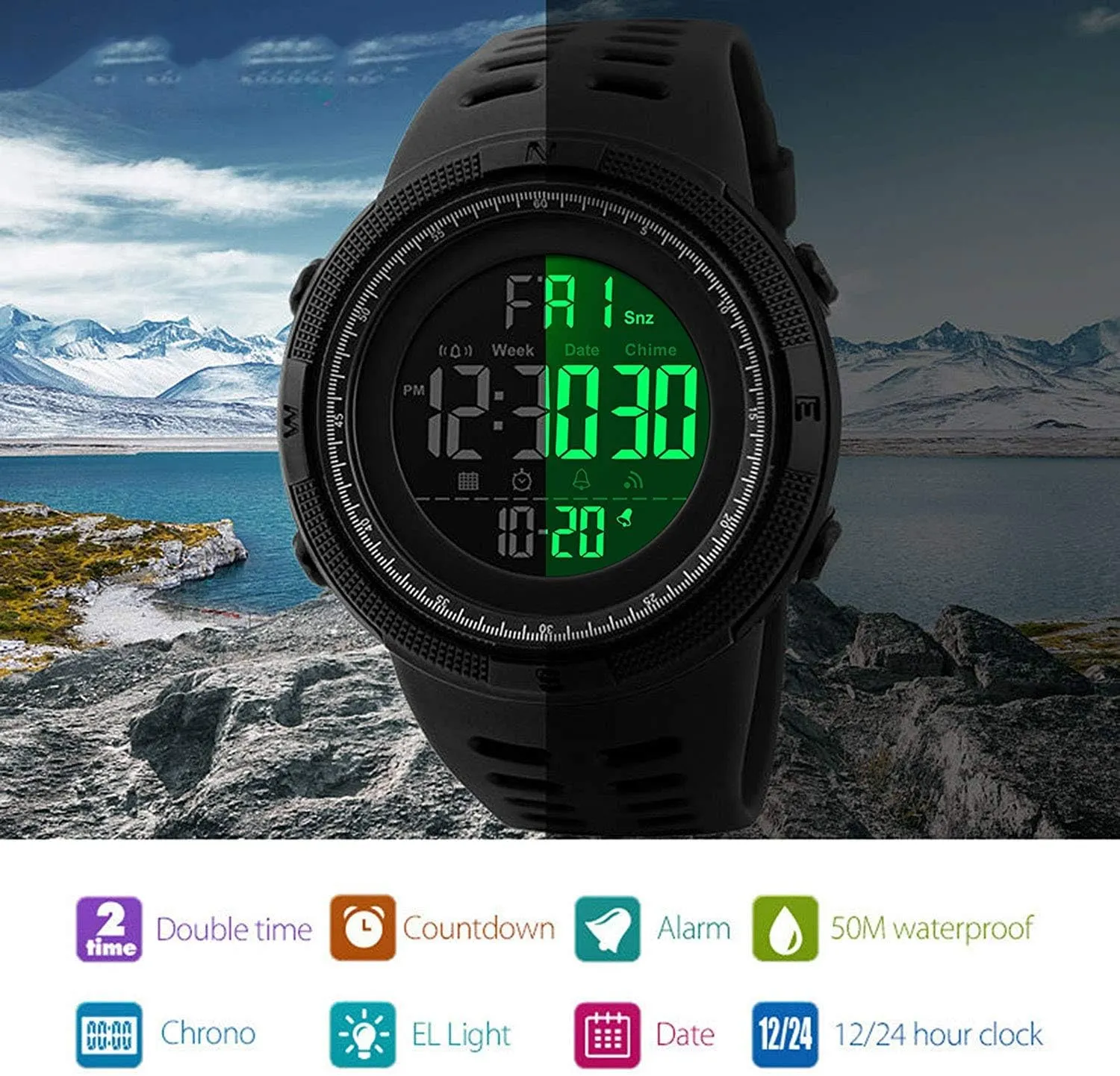 LED Military Waterproof Wristwatch Men Sport Watch conservation drill Fashion Digital Watches Stopwatch 