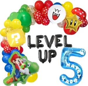 Level Up Letter Balloons$ Boo Balloon$ Balloons Arch for Kids 5th Birthday Decorations HOMEZZO Video Game 5th prostrate Birthday Party Supplies$ 
