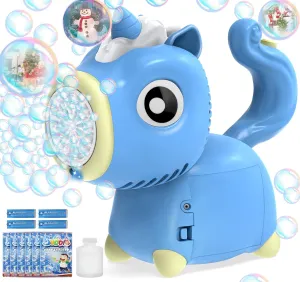 Light & Bubble Solution exempt Outdoor Toys Bubble Machine for Toddlers 1-3: Automatic Unicorn Bubble Gun for Toddlers 1-3 3-5 4-8| 360��Leak Proof Bubble Blower Contain 4 AA Battery with 
