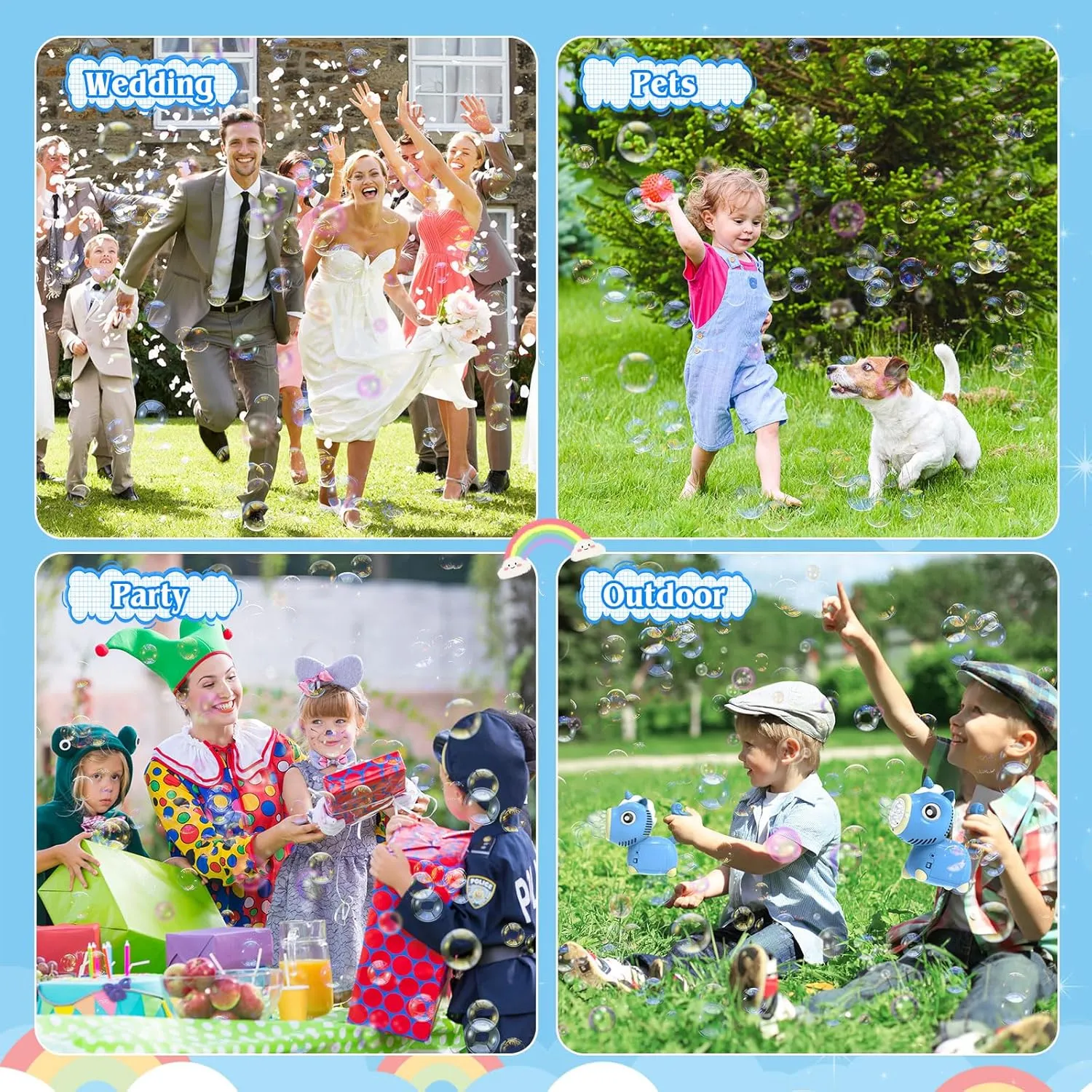 Light & Bubble Solution exempt Outdoor Toys Bubble Machine for Toddlers 1-3: Automatic Unicorn Bubble Gun for Toddlers 1-3 3-5 4-8| 360��Leak Proof Bubble Blower Contain 4 AA Battery with 