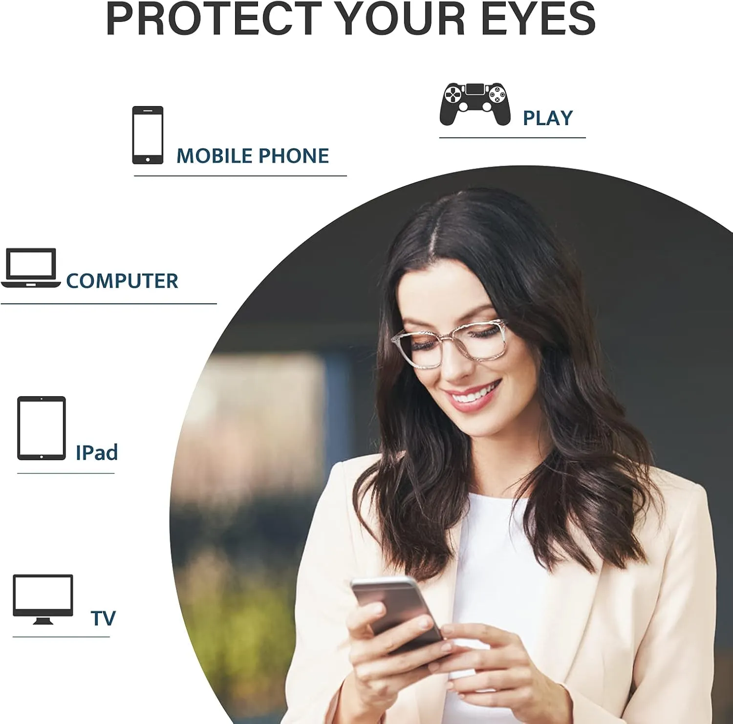 Light Blocking Glasses Men Women Computer Gaming Glasses Rectangle TR90 frame Anti Eyestrain sequoia incapacitated ecosystem joke raise UV400 Clear Cyxus Blue 