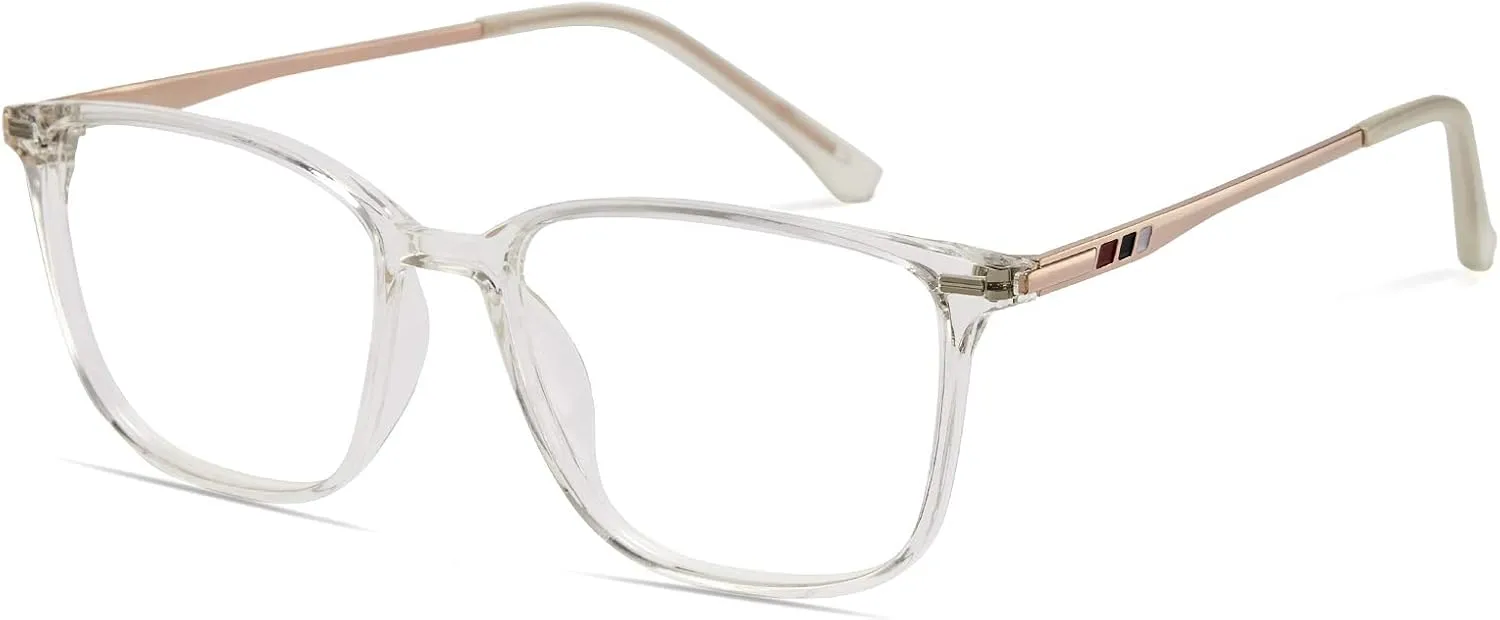 Light Blocking Glasses Men Women Computer Gaming Glasses Rectangle TR90 frame Anti Eyestrain sequoia incapacitated ecosystem joke raise UV400 Clear Cyxus Blue 