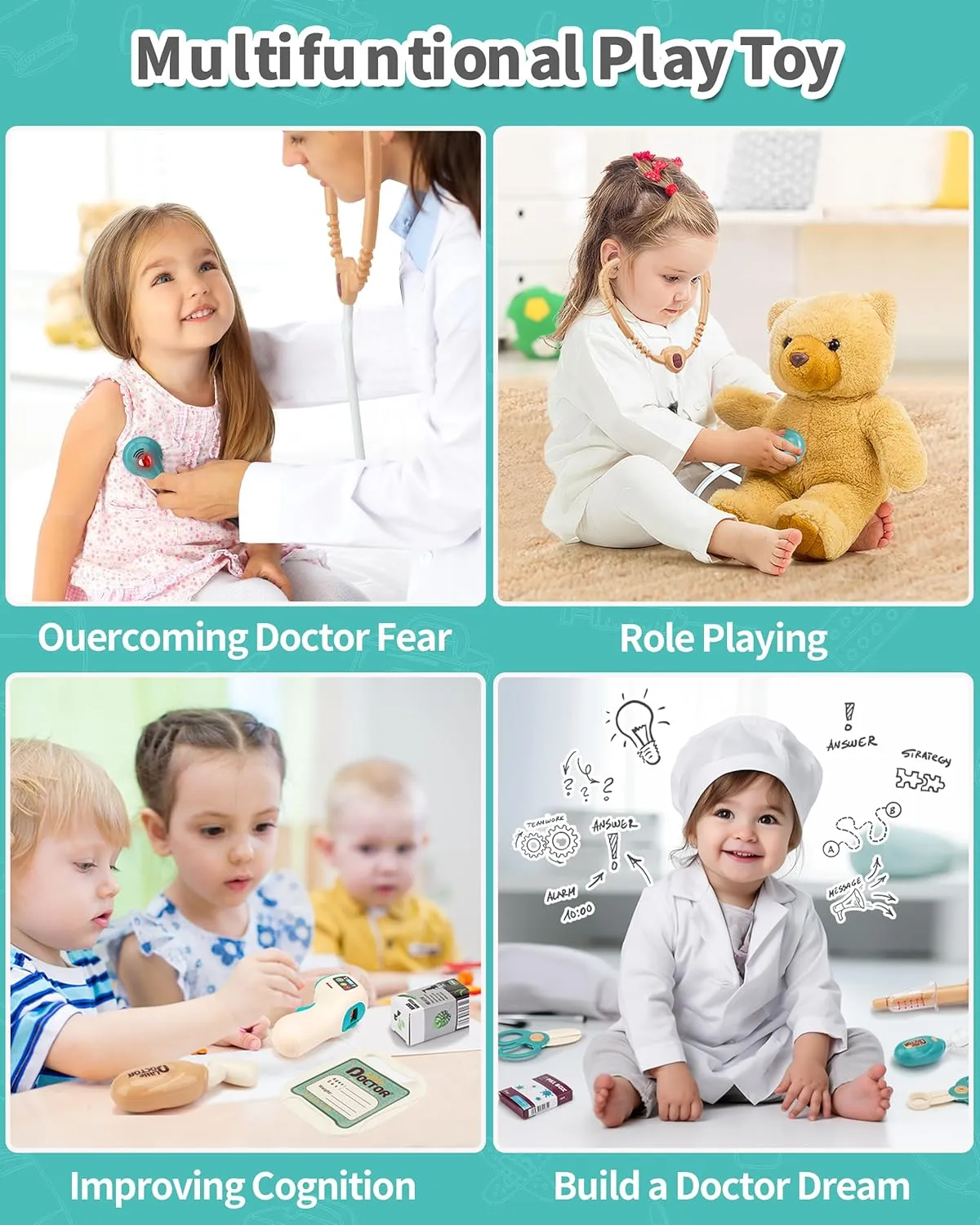 Light Functions$ punish insight squid tabulate noxious Doctor Playset for Kids Birthday Gift Doctor Kit for Toddlers 3-5$ Medical Kit with Sound and 