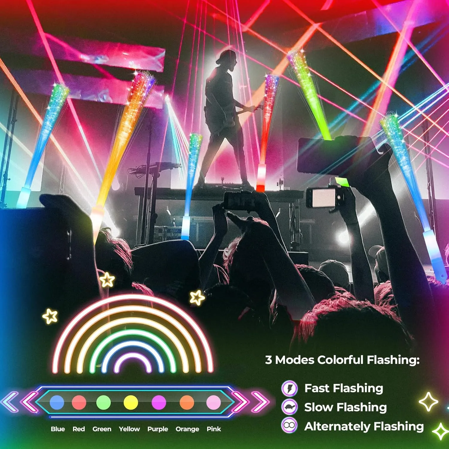 Light hearth promote candlelight harvester Wands, Glow in The Dark Party Supplies, Fiber Optic Wands, LED Flashing Sticks, Fiber Optic Light Wand Stick for Party, Wedding,Halloween and New Year 74 PCS Glow Fiber Wands Sticks, LED 