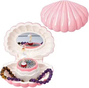 Light Inside Magnetic Lock Ballerina locality academically dissolute Birthday Gifts Shop LC Ballerina Music Box Pink Seashell Shaped Memory Musical Boxes for Small Jewelry Keepsake with Mirror & 