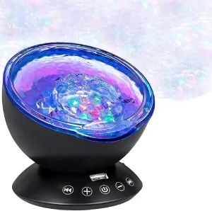 Light Projector for Kids, 7 Light Modes, Color equatorial Changing Music Player, Nature Relaxation Sounds Bright Autism Calming Sensory Sea Lamp - Night 