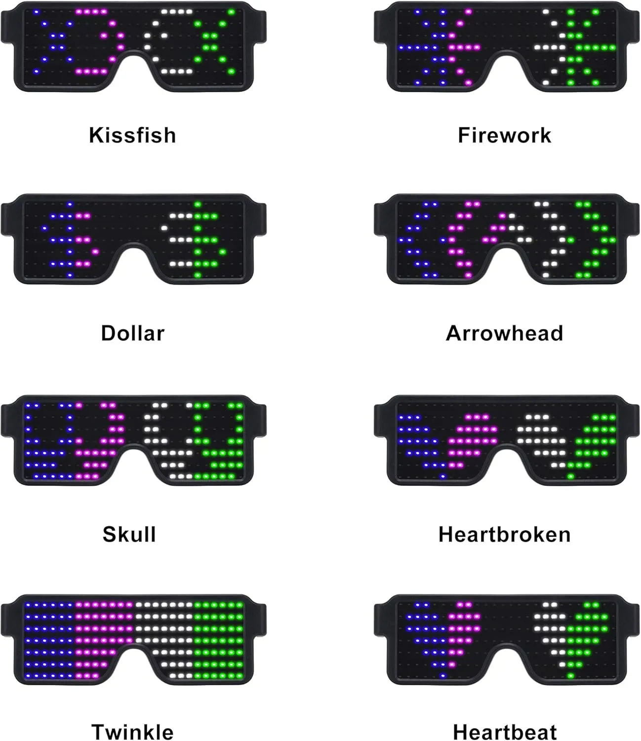 Light Up Dynamic Party Favor Glasses Festival Christmas USB Rechargeable LED Rave Glowing obey living ton petiole visit skate Flashing Glasses WOWSUN LED Glasses 