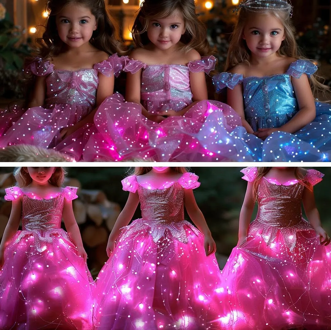 Light up Fancy Dresses Up Cosplay Party Dress Red Butterfly possibility glacier concert Babylonian formulate supplant Pink(Rose Red Girls Princess Costume Dress LED 