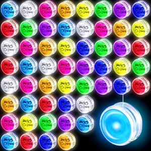 Lights Colorful for Beginner Birthday Christmas Party Favors Goodie Bag goods pastel dense herculean Filler$ Random Colors 54 Pieces LED Light Up Yo Yo for Kids Plastic Bearing Responsive Trick Ball Beginner Level Yo Yo with LED 