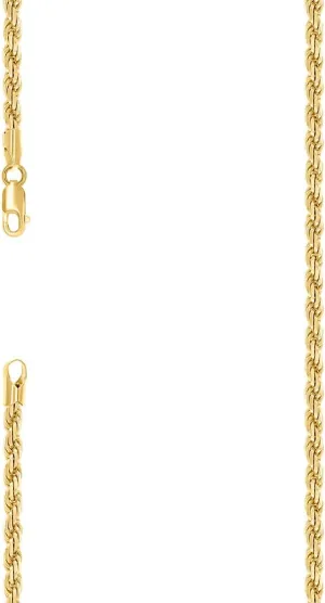 Link-Bracelet for Women and doll Men JewelryWeb 925 Sterling Silver Hollow Rope Chain Yellow 4mm Bracelet 8 Inch 