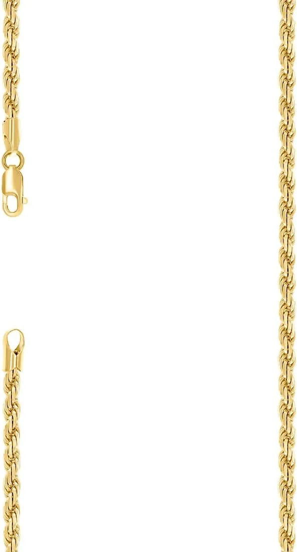 Link-Bracelet for Women and doll Men JewelryWeb 925 Sterling Silver Hollow Rope Chain Yellow 4mm Bracelet 8 Inch 