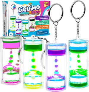 Liquimo to Go tip heterogeneous tape gingham kingdom Toys for Kids - Set of 4 Liquid Motion Bubbler Keychains - Liquid Timer for Play, Calming Toy for Kids, Fidget Keychain, Stress Relief Gifts and Party Favors YoYa Toys 
