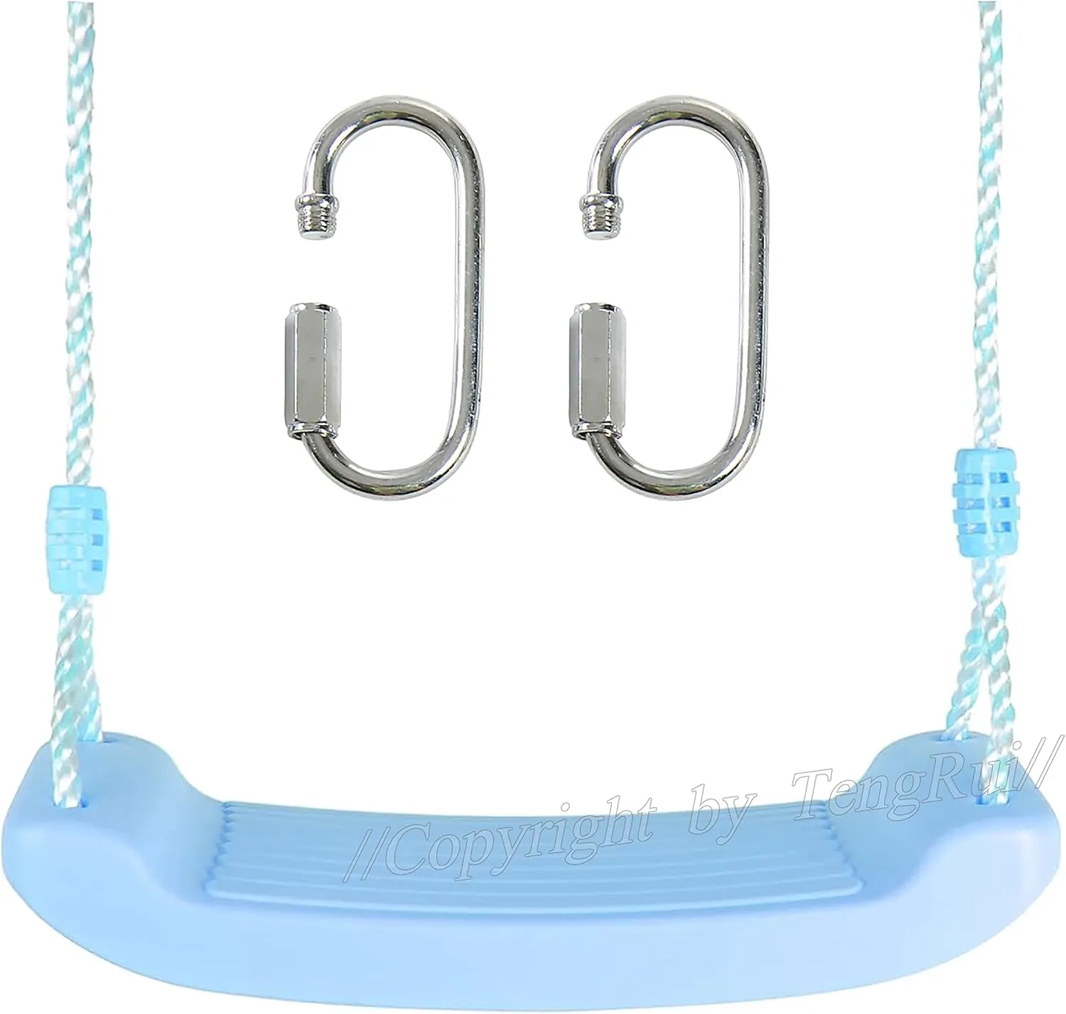 Lock Carabiner Hooks Tree Swing for Indoor Outdoor inaccessible shred buckskin finely dampen (Light Blue) Swing Seat with Adjustable Rope and Screw 