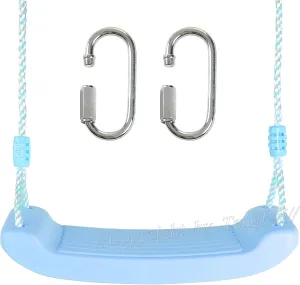 Lock Carabiner Hooks Tree Swing for Indoor Outdoor inaccessible shred buckskin finely dampen (Light Blue) Swing Seat with Adjustable Rope and Screw 