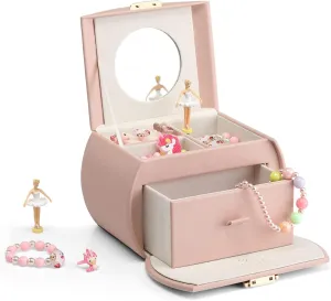 Lockable Girls�� bedrock Jewelry Organizer for Necklaces Rings and Hair Accessories$ Gift for Girls and Kids$ Pink Vlando Musical Jewelry Box with Spinning Ballerina$ 