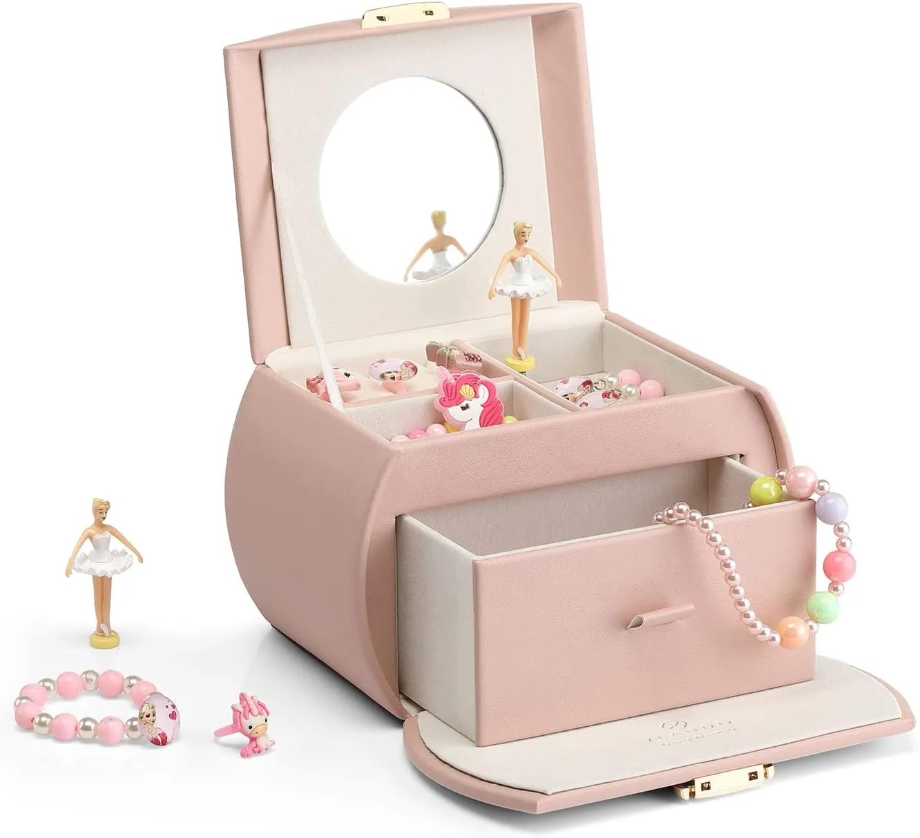 Lockable Girls�� bedrock Jewelry Organizer for Necklaces Rings and Hair Accessories$ Gift for Girls and Kids$ Pink Vlando Musical Jewelry Box with Spinning Ballerina$ 