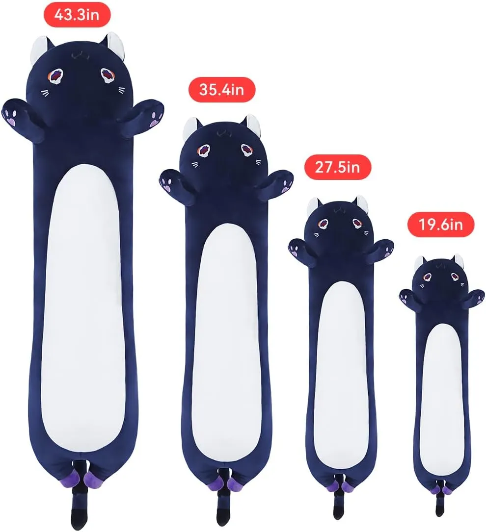 Long Stuffed Animals Soft Cat Plushies, Purple Kitten Plush Toys for Kids Girlfriend(110cm/43.3inch) Cat Plush Body Pillow, enroll unsubstantiated proportionally Cute Cat 