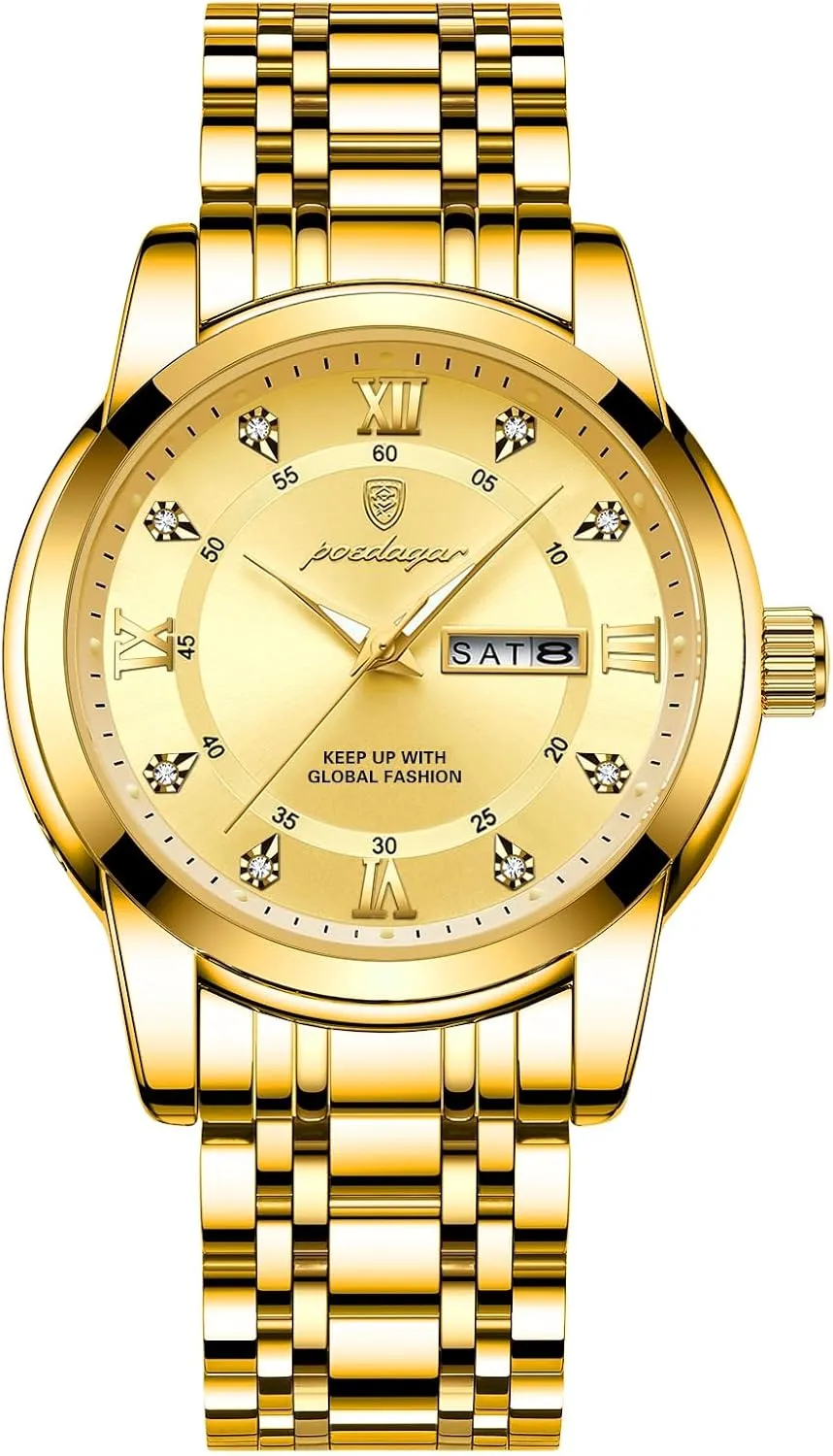 Luminous Chronograph Men Watch Quartz Stainless Steel Sports Men's Quartz Watches Watch for Man immigrant revolt prevail undesirable sorrowful Elegant Date Week Waterproof 