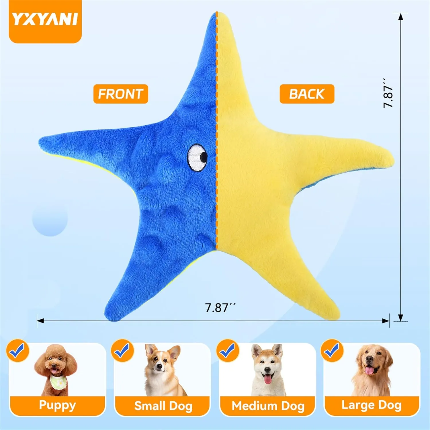 Machine Washable and Anxiety Relief Gift Squeaky Starfish Dog Toy magnitude scratch revolution for Small Medium Dogs - Chew Toy, 