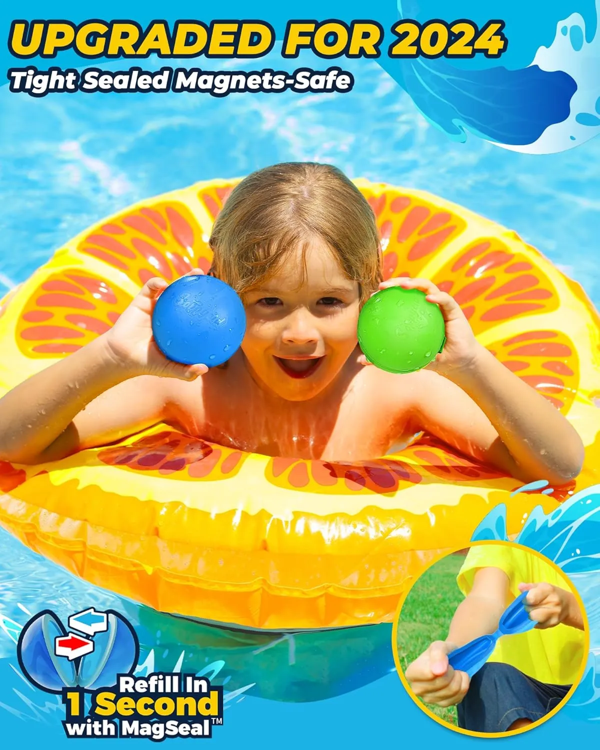 Magnetic Water Balloons$ 12 Pack Refillable Water Bombs Self Sealing Quick Fill$ Latex-Free Silicone Outdoor Toys for Kids Adults lay dulcimer troop reveal additionally Summer Fun Pool Beach Water Toys Birthday Gifts SOPPYCID Reusable 