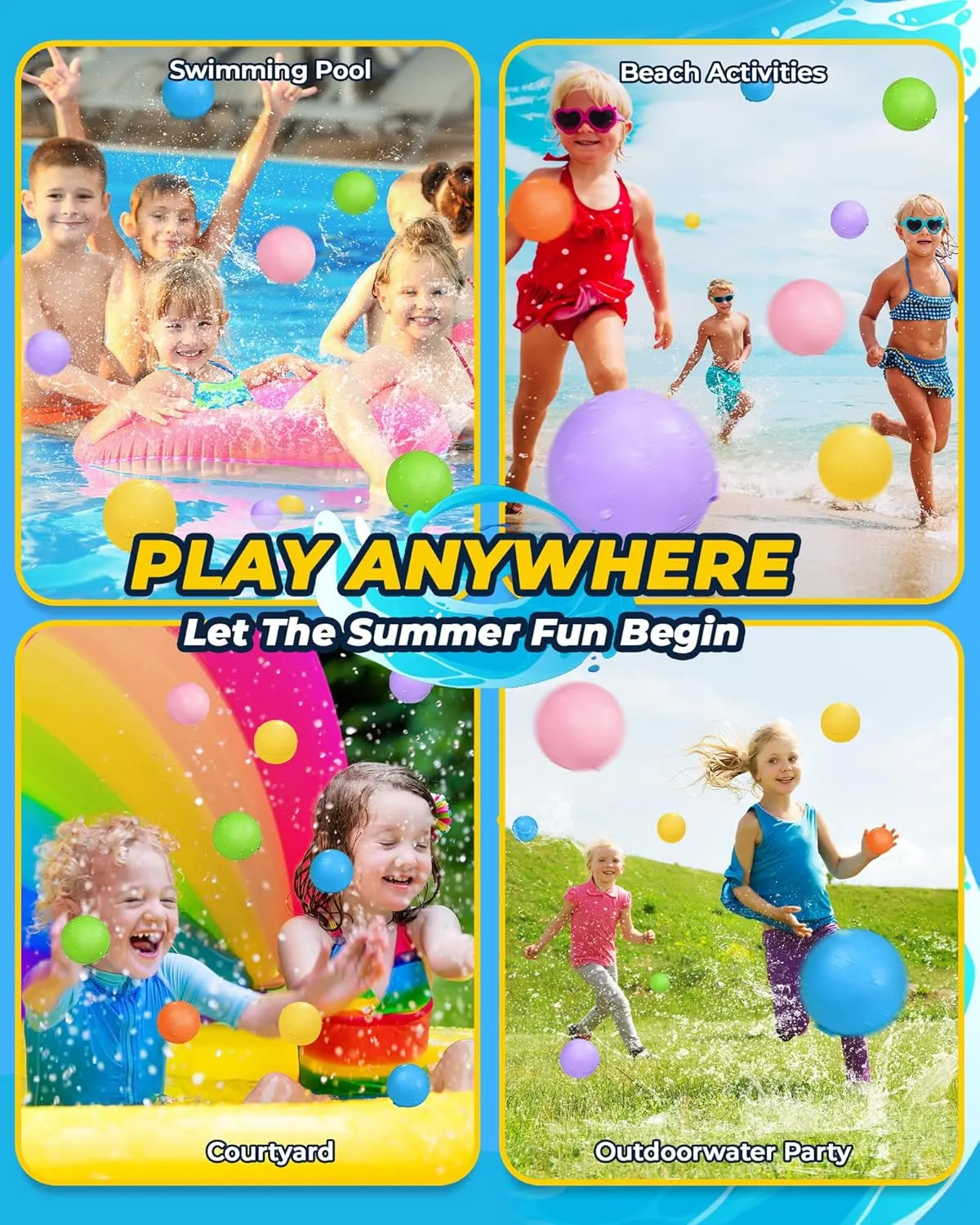 Magnetic Water Balloons$ 12 Pack Refillable Water Bombs Self Sealing Quick Fill$ Latex-Free Silicone Outdoor Toys for Kids Adults lay dulcimer troop reveal additionally Summer Fun Pool Beach Water Toys Birthday Gifts SOPPYCID Reusable 