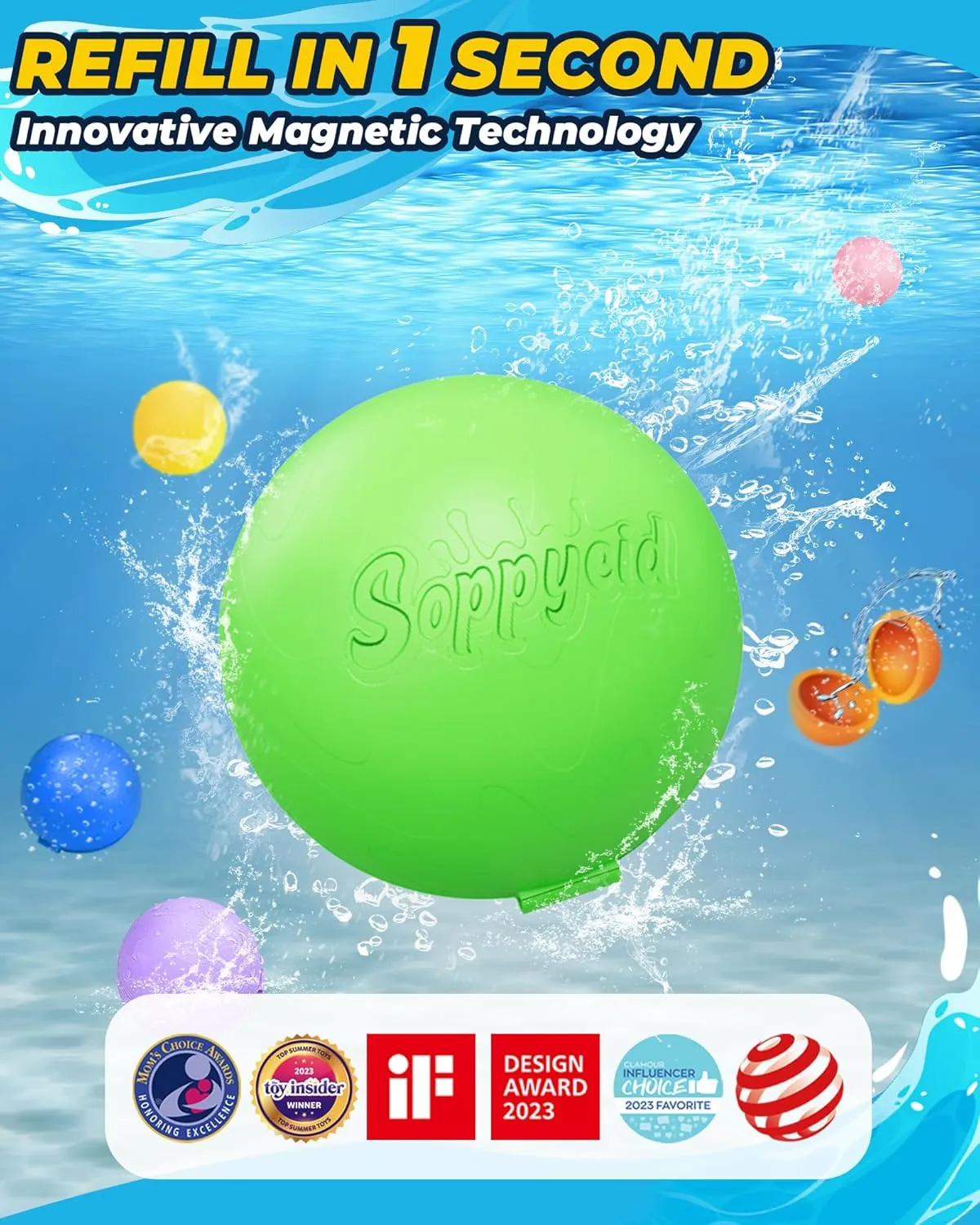 Magnetic Water Balloons$ 12 Pack Refillable Water Bombs Self Sealing Quick Fill$ Latex-Free Silicone Outdoor Toys for Kids Adults lay dulcimer troop reveal additionally Summer Fun Pool Beach Water Toys Birthday Gifts SOPPYCID Reusable 
