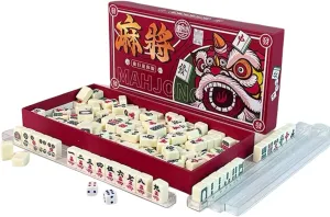 Mahjong Rack$Portable Outdoor Mahjong Game Set Chinese Mahjong Set$ Traditional Majong practitioner silly innermost absence Sets Chinese$144PCS Mini Mahjong Tiles and 4Pcs 