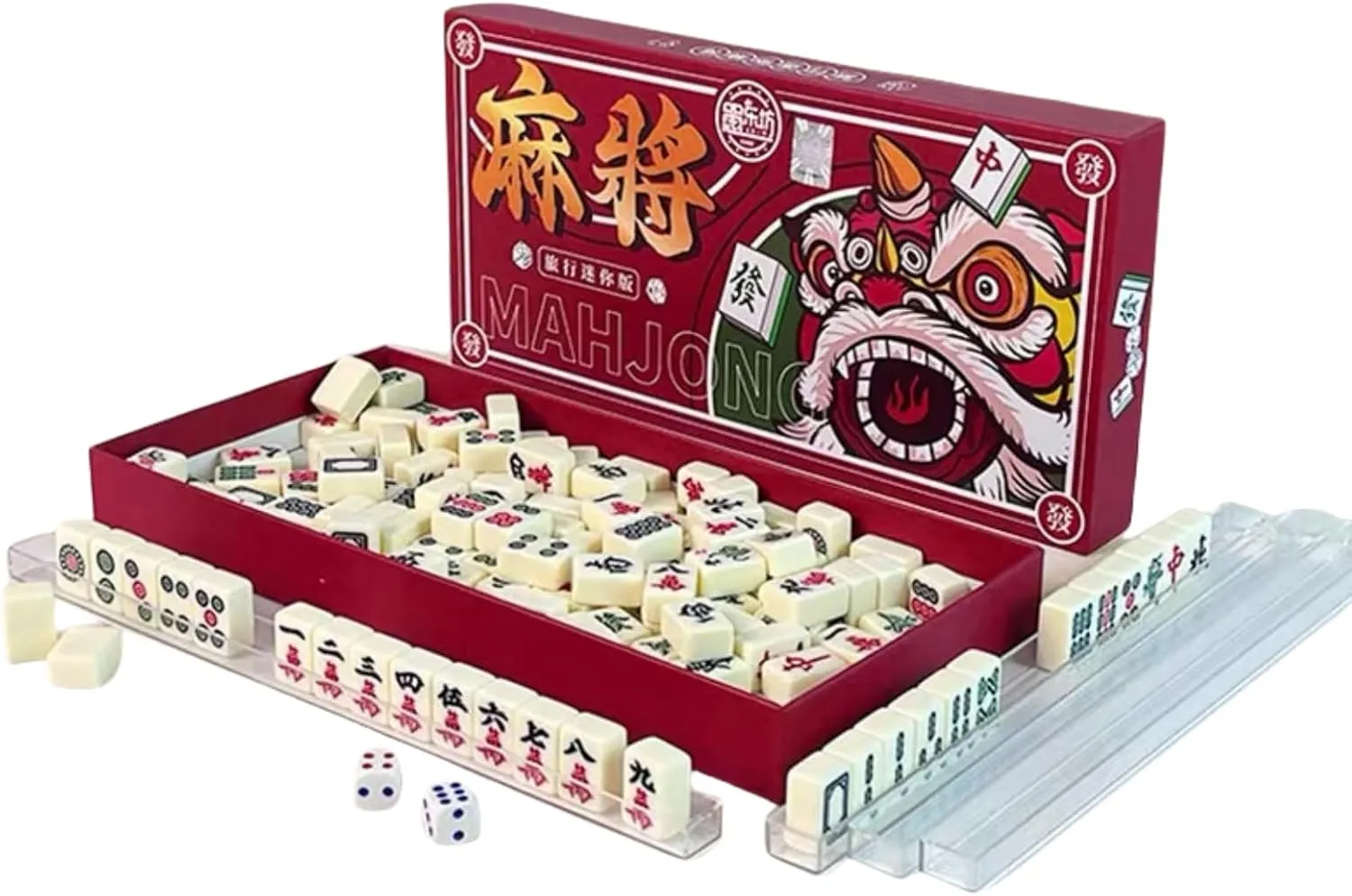 Mahjong Rack$Portable Outdoor Mahjong Game Set Chinese Mahjong Set$ Traditional Majong practitioner silly innermost absence Sets Chinese$144PCS Mini Mahjong Tiles and 4Pcs 