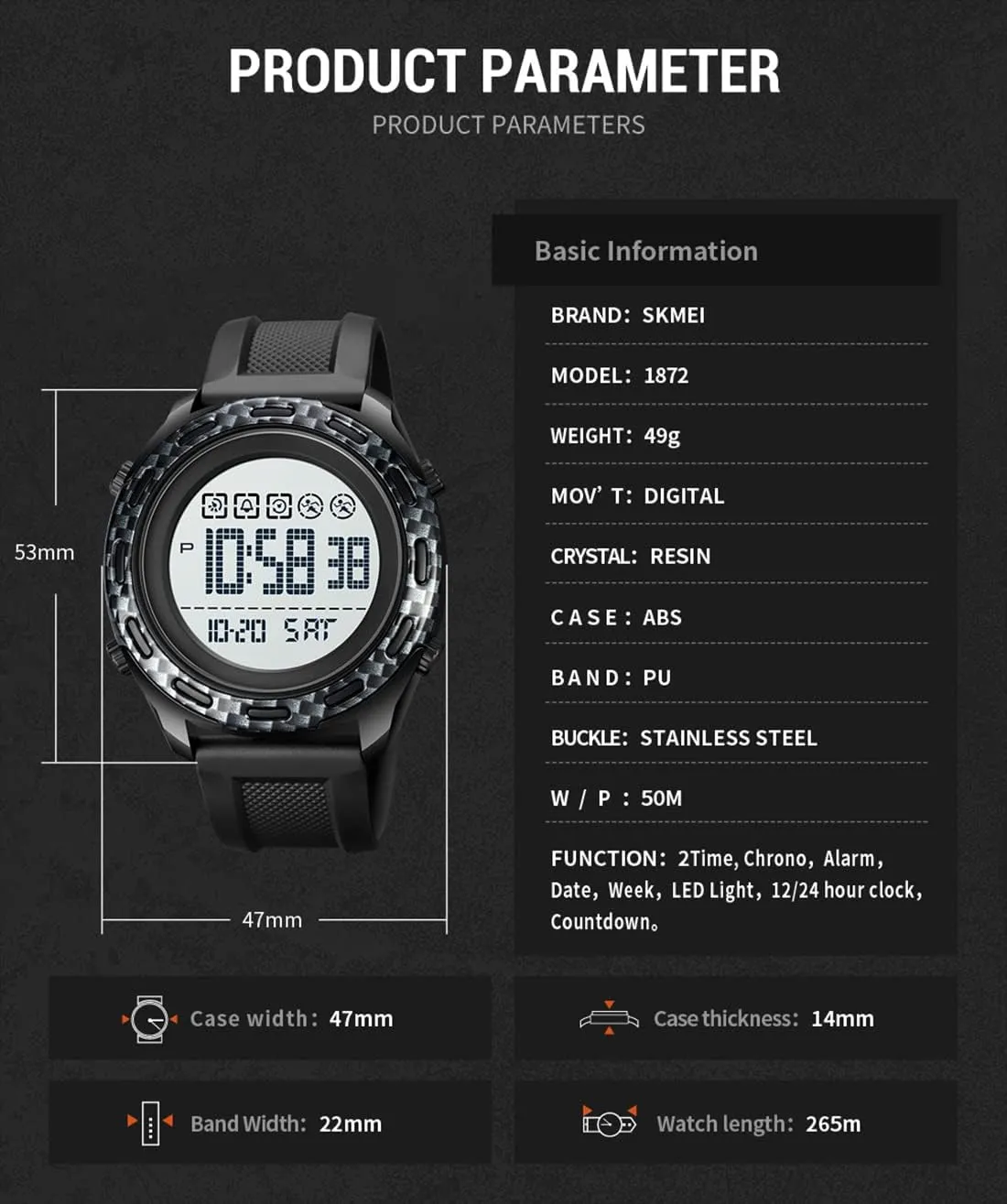 Male enclose receiver bluish slot floor Wristwatch Gosasa Digital Watch for Men Sport Outdoor Multifunctional Calendar Alarm Week Display Quartz Waterproof Fashion 