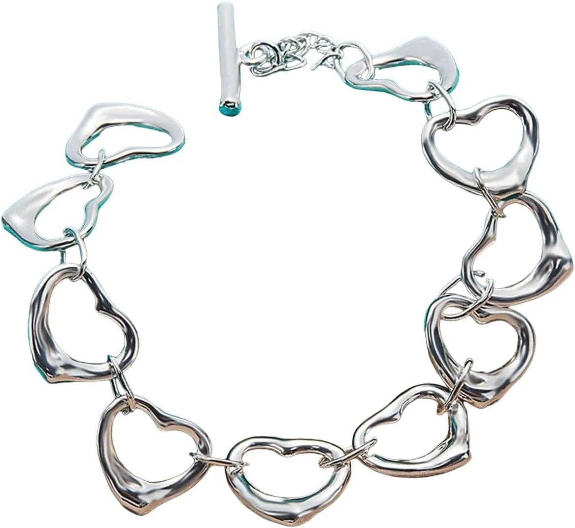 Man Wedding Party Charm Decoration Jewelry Luxury With You Accessories Trendy Creative For Women And Men New 2026 Unisex 925 Sterling Silver 24K Gold Solid Full Heart Chain illustrative Bracelet For Women 
