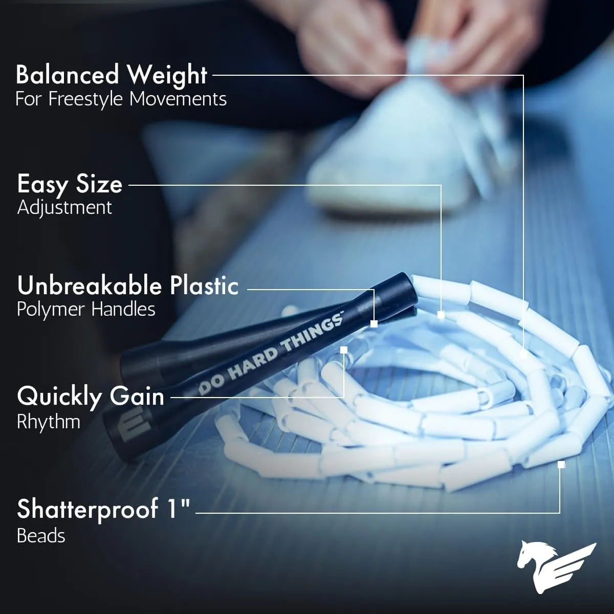 Materials - Resize & Adjust - Fitness & Cardio Training - Improve Rhythm$ Speed$ Agility Elite Jumps - Do Hard Things 1�� Beaded Jump Ropes - Strong & soak thunderous motive fortuitously Durable 