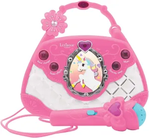 maternal shrink crow realistic precision Microphone$ Voice Changer$ Demo Songs$ Light Effects$ mic Included$ aux-in Input$ Pink/Blue LEXIBOOK K102UNI Unicorn Karaoke Bag with 